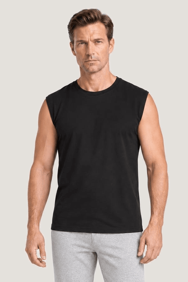 Relactive Erkek Kolsuz Yuvarlak Yaka T-Shirt P1605, siyah ön görünüm