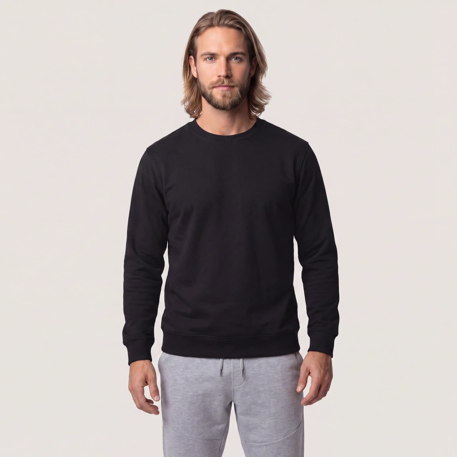 Relactive Erkek Sweatshirt P1818, siyah ön görünüm