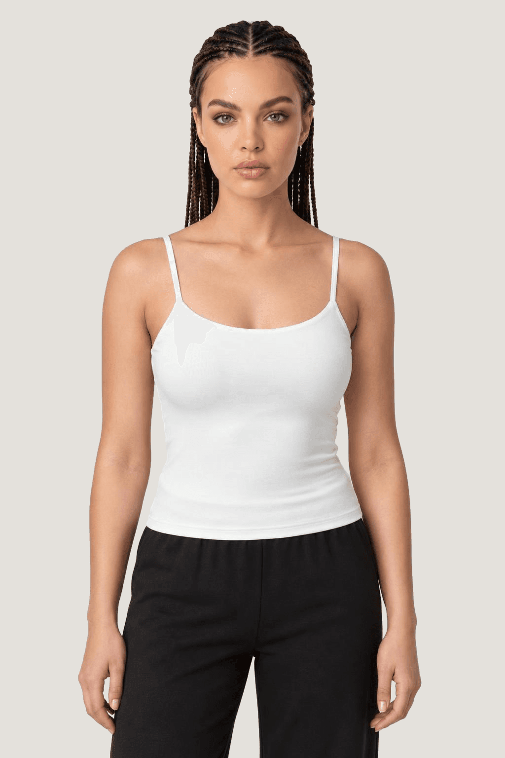 Relactive Kadın İnce Askılı U Yaka Kısa Boy Fit Kalıp Atlet - Mikromodal Comfort P2530, beyaz ön görünüm