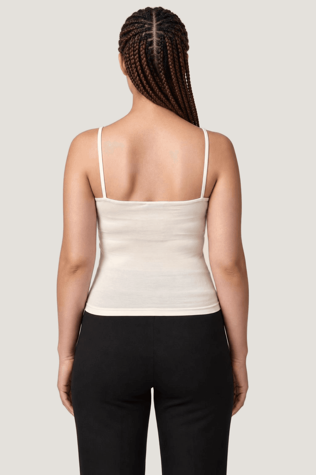 Relactive Kadın İnce Askılı U Yaka Kısa Boy Fit Kalıp Atlet - Mikromodal Comfort P2530, ekru arka görünüm
