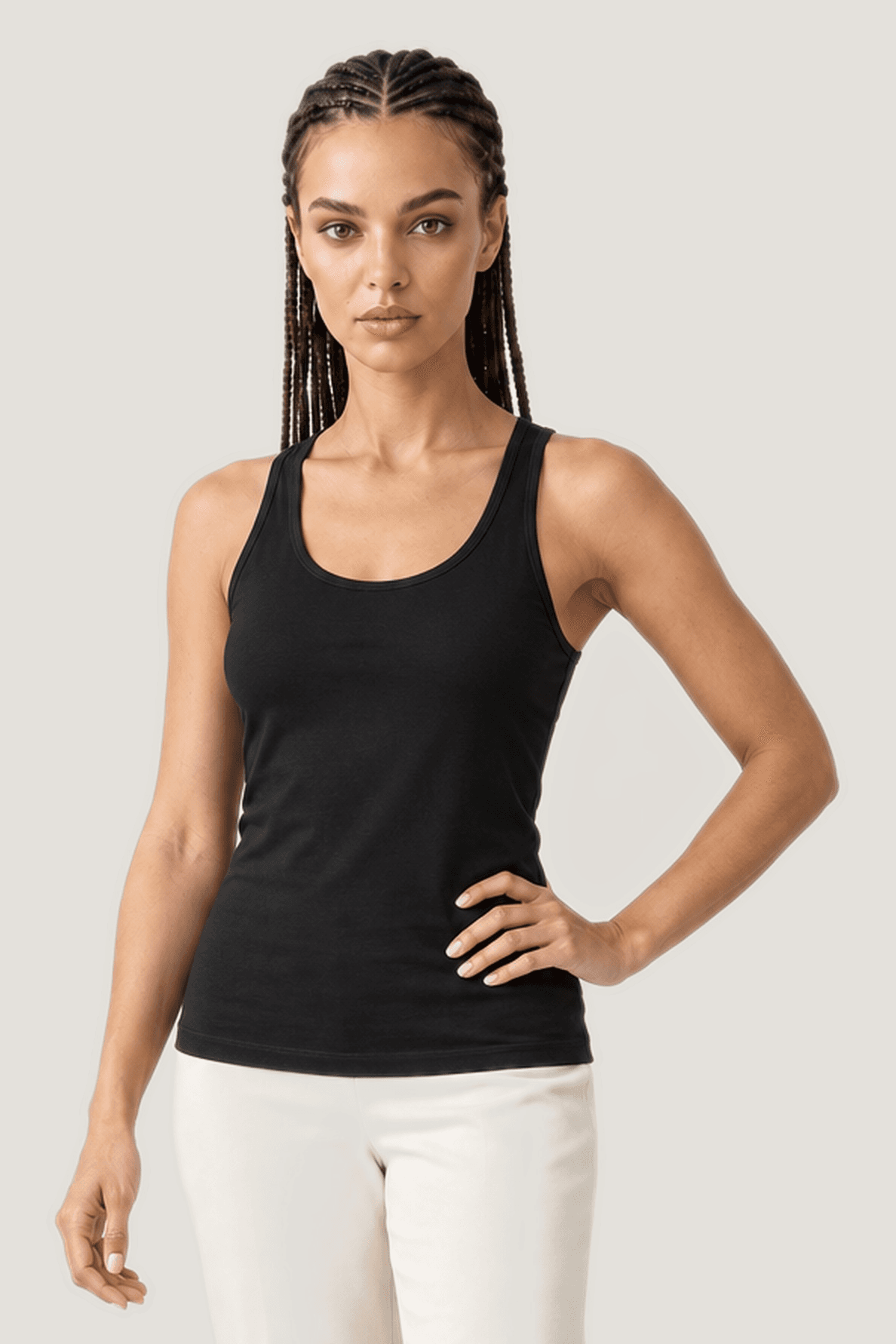 Relactive Kadın Kolsuz Sporcu Body T-Shirt Fit Kalıp P2606, siyah ön görünüm