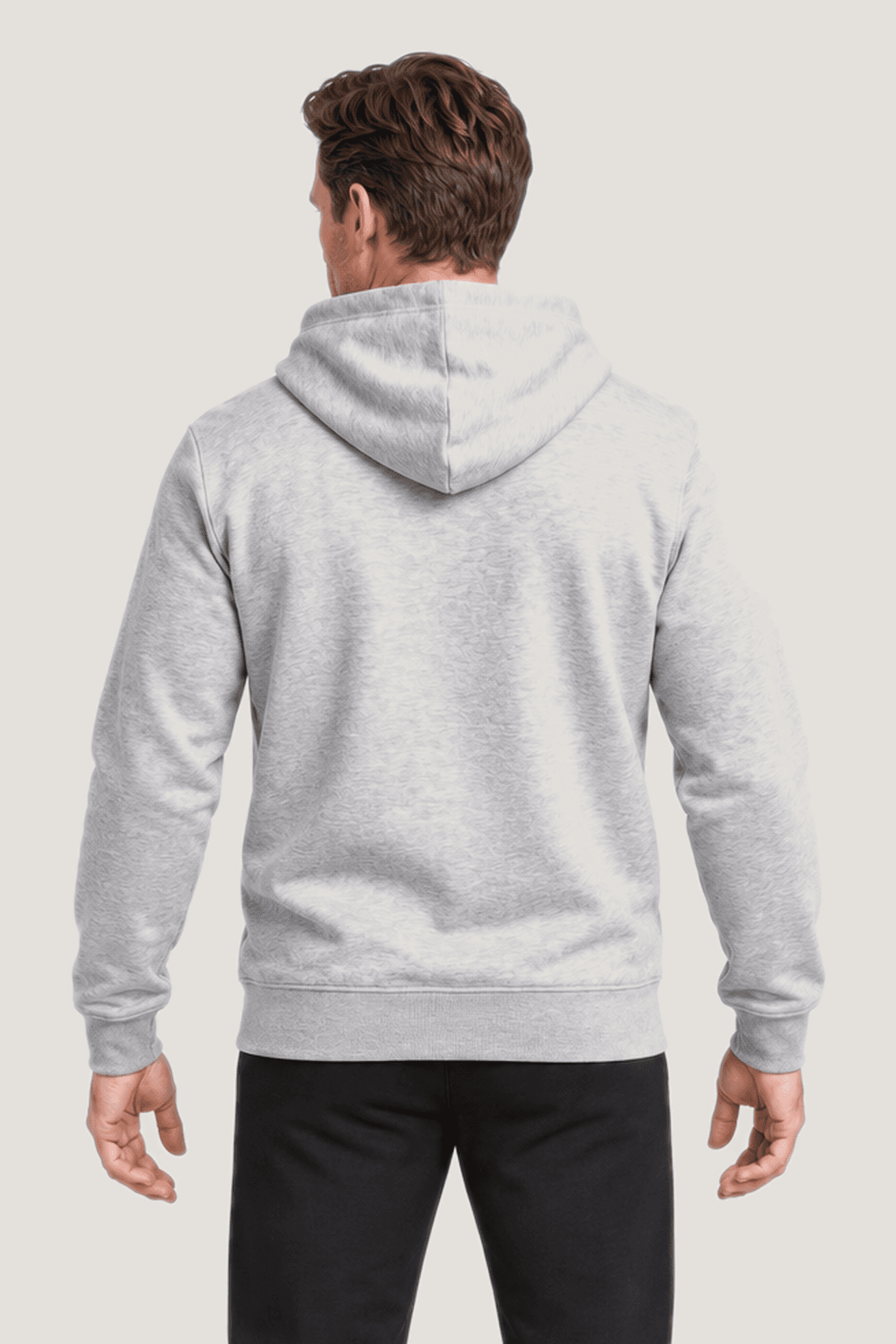 Relactive Erkek Kapüşonlu Sweatshirt P1803, gri melanj arka görünüm