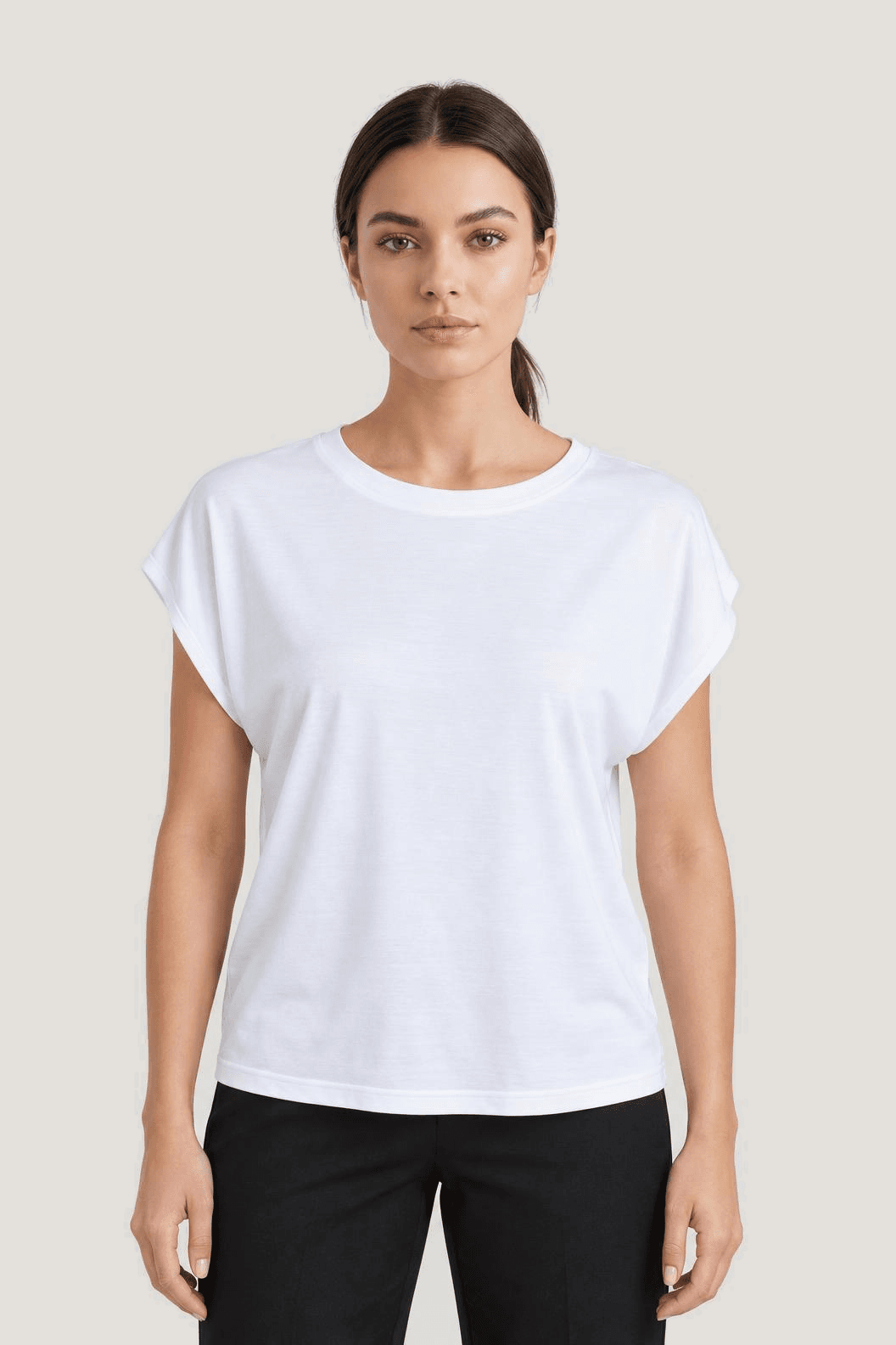 Relactive Kadın Kısa Kollu Bluz T-Shirt P2524, beyaz ön görünüm
