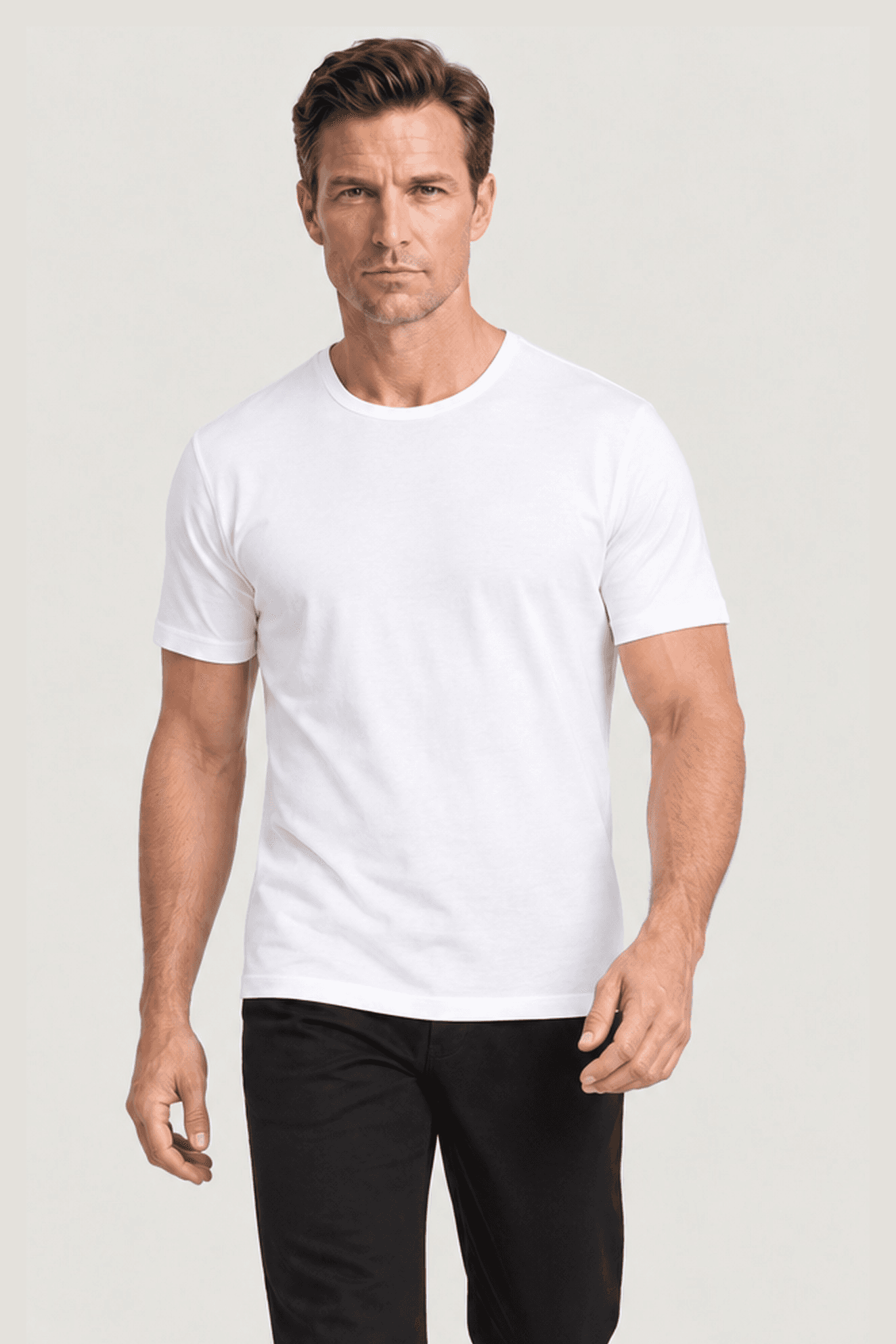 Relactive Erkek Kısa Kollu Biyeli Sıfır Yaka T-Shirt P1604, beyaz ürün görseli