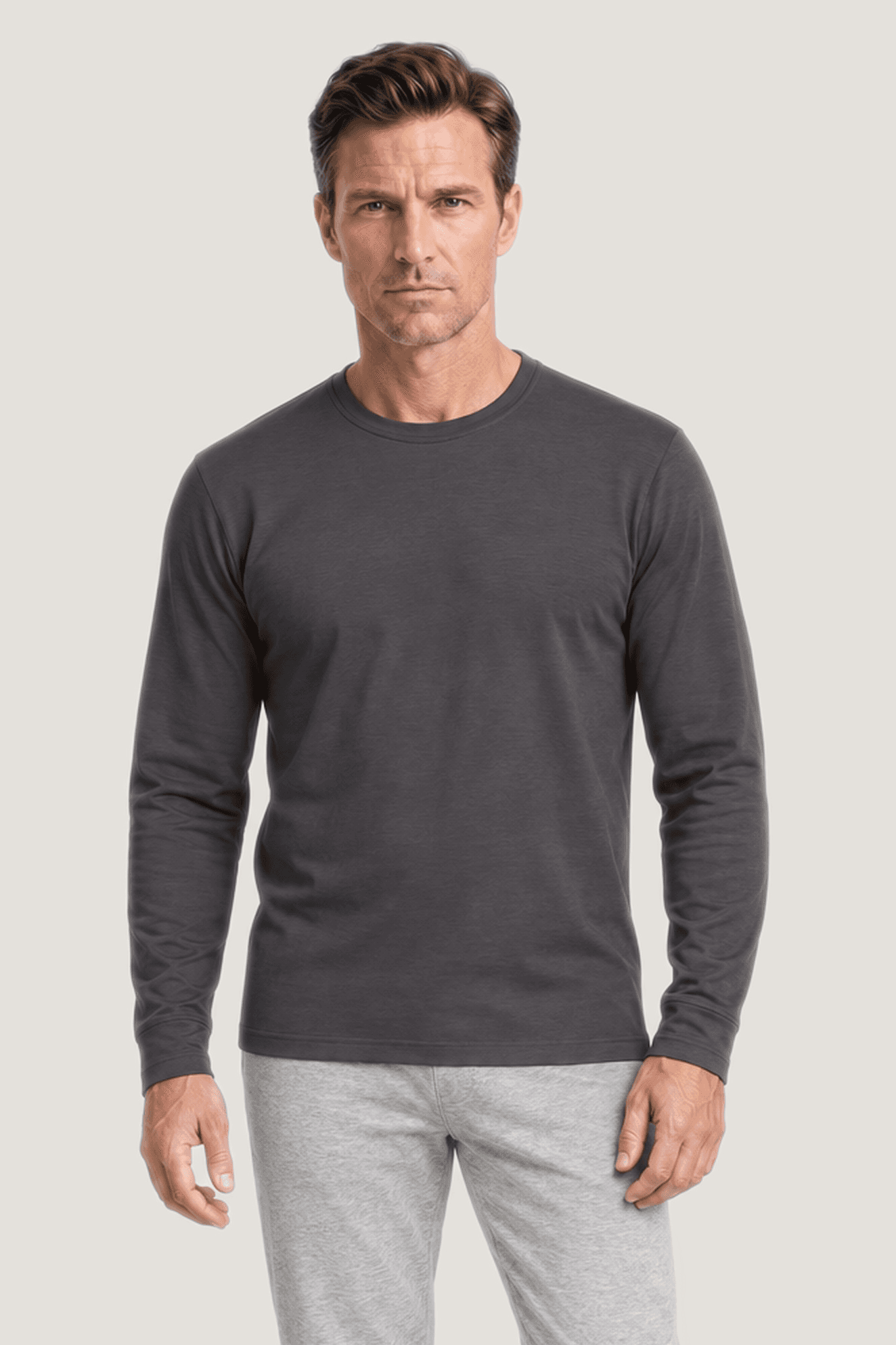 Erkek Sıfır Yaka Uzun Kollu T-Shirt