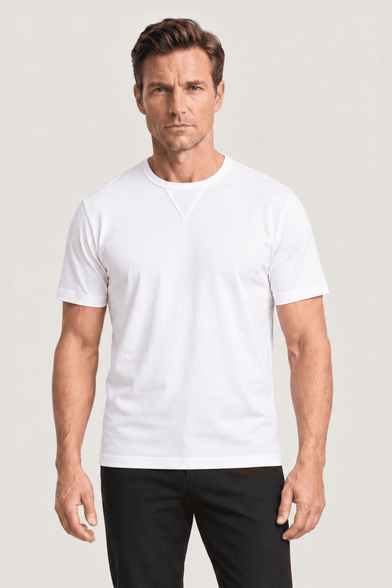 Erkek Kısa Kollu Üçgen Biyeli T-Shirt