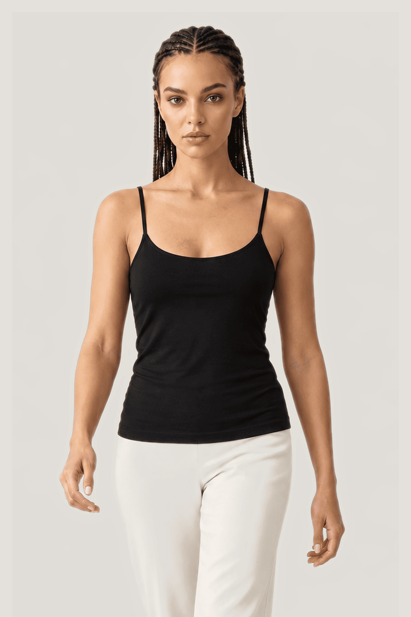 Relactive Kadın İnce Askılı U Yaka Kısa Boy Fit Kalıp Atlet - Mikromodal Comfort P2530, siyah ürün görseli