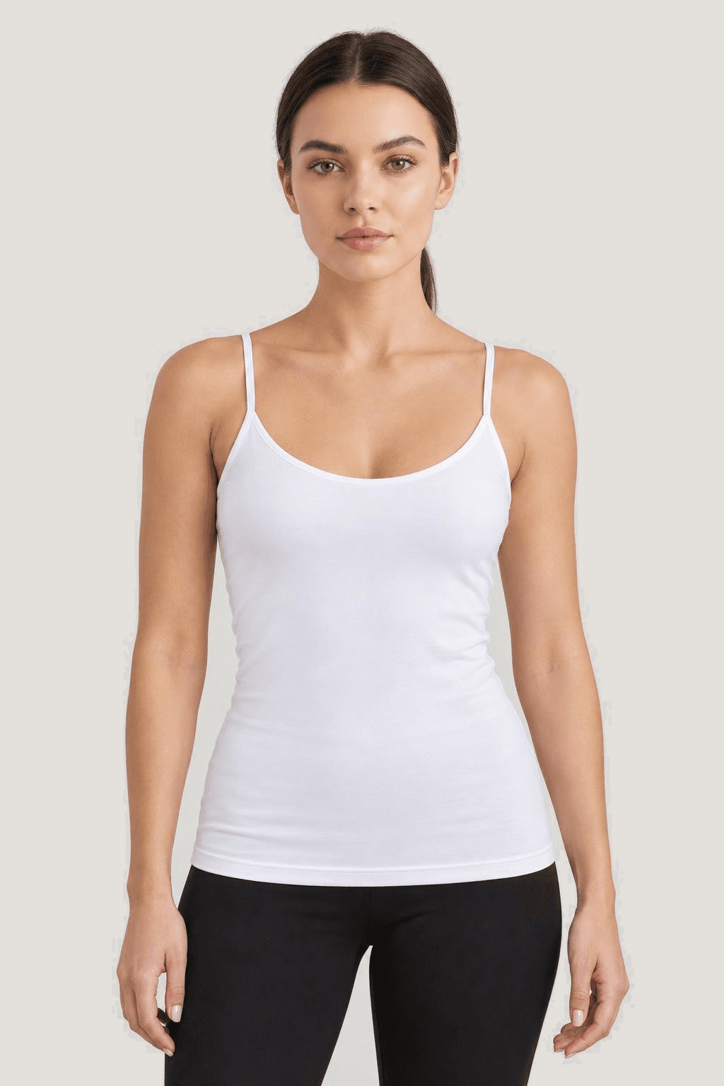 Kadın Askılı Önü Çift Kat T-Shirt Body Fit Kalıp