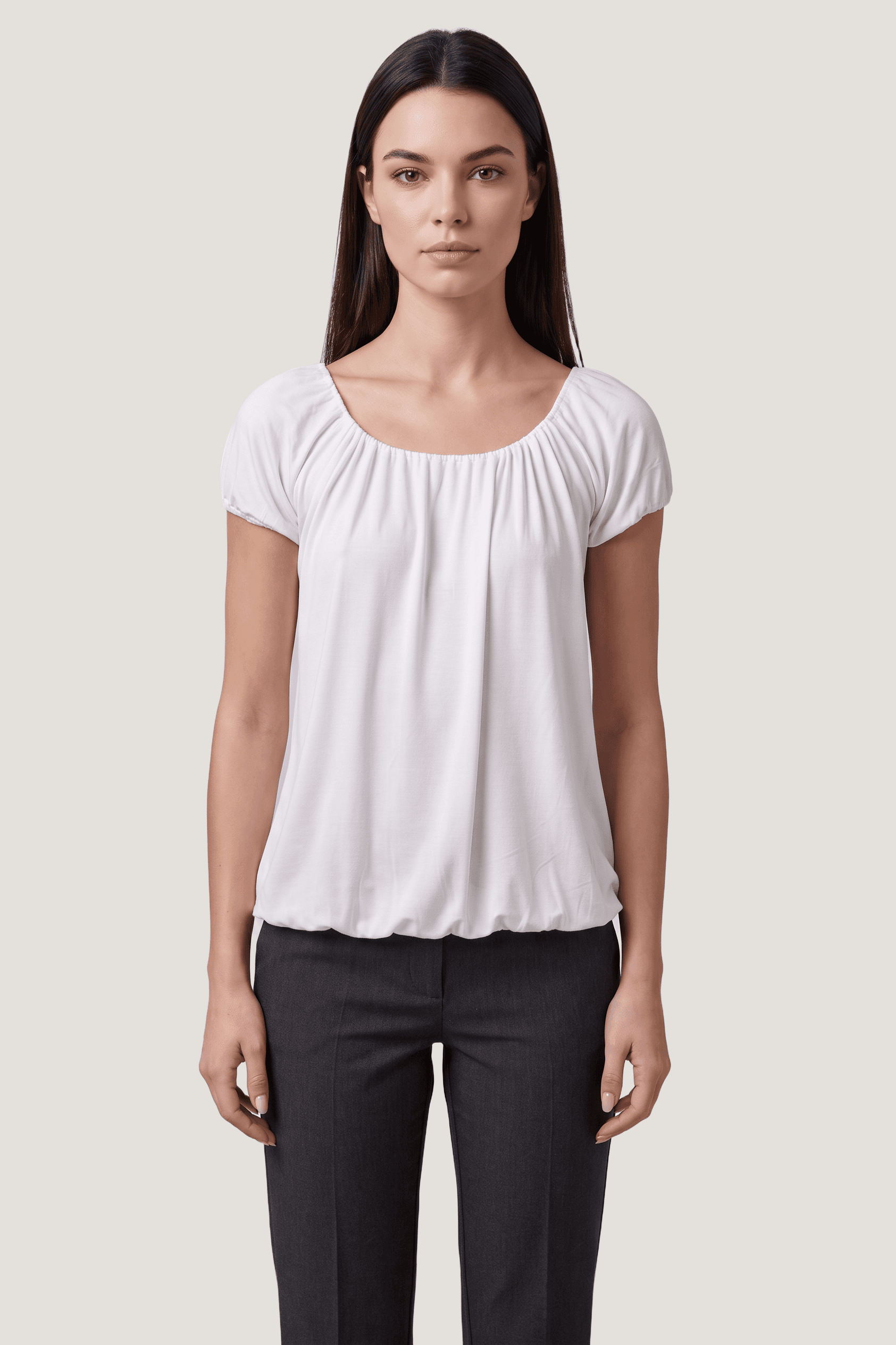 Kadın Kısa Kollu Büzgülü Bluz T-Shirt