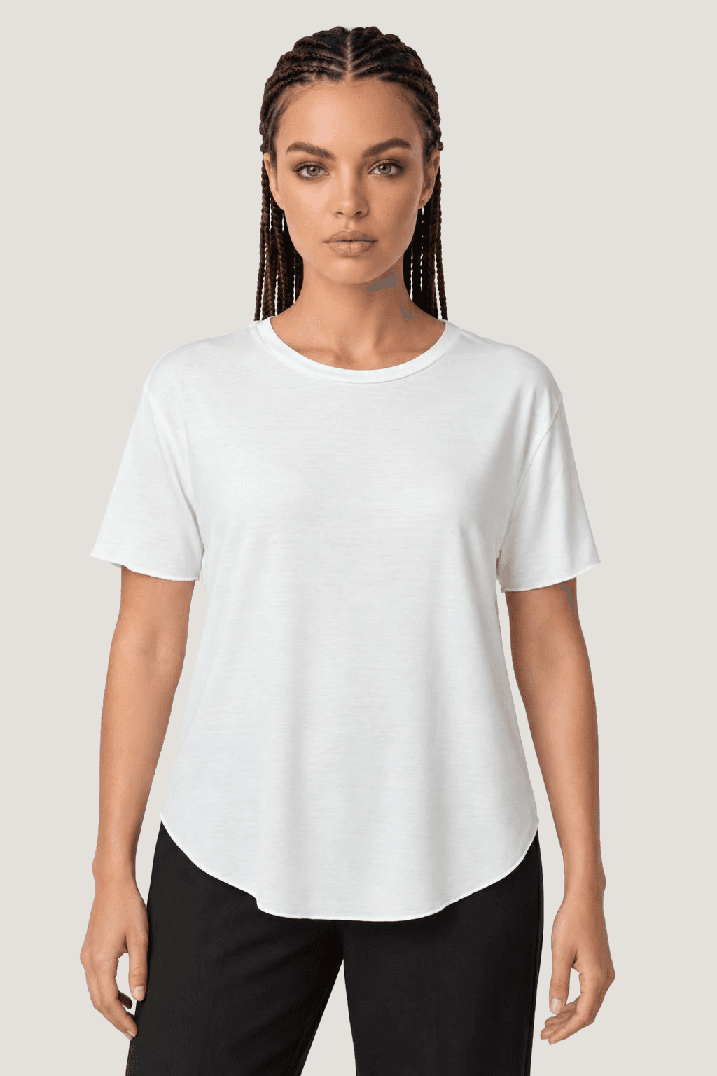 Relactive Kadın Kısa Kollu Sıfır Yaka Bluz - T-Shirt P2521, beyaz ön görünüm