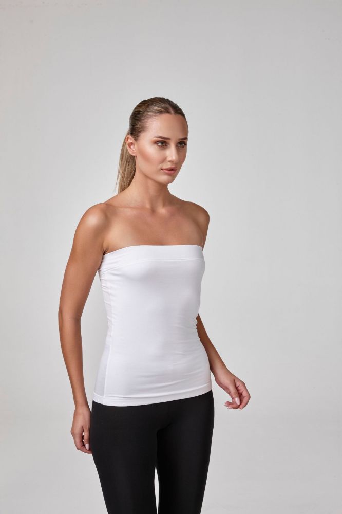 Kadın Straplez Body T-Shirt Fıt Kalıp  BEYAZ P2615BEYAZ resmi