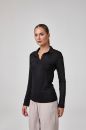 Kadın Uzun Kollu Yakalı T-Shirt Body Fit Kalıp  SİYAH P2619SİYAH