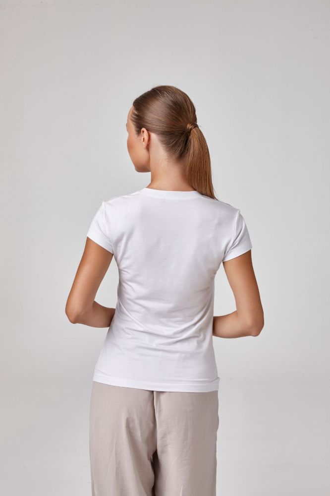 Kadın Kısa Kollu V Yaka Body T-Shirt Fit Kalıp  BEYAZ P2622BEYAZ resmi