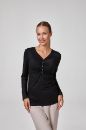 Kadın Uzun Kollu Düğme Büzgülü Body T-Shirt Bluz  SİYAH P2637SİYAH