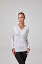 Kadın Uzun Kollu Düğme Büzgülü Body T-Shirt Bluz  BEYAZ P2637BEYAZ