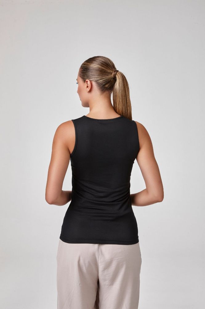 Kadın Askılı Beşgen Yaka Body T-Shirt Fit Kalıp  SİYAH P2643SİYAH resmi