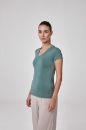 Kadın Kısa Kollu V Yaka Body T-Shirt Fit Kalıp  KÜF YEŞİLİ P2622KÜF YEŞİLİ