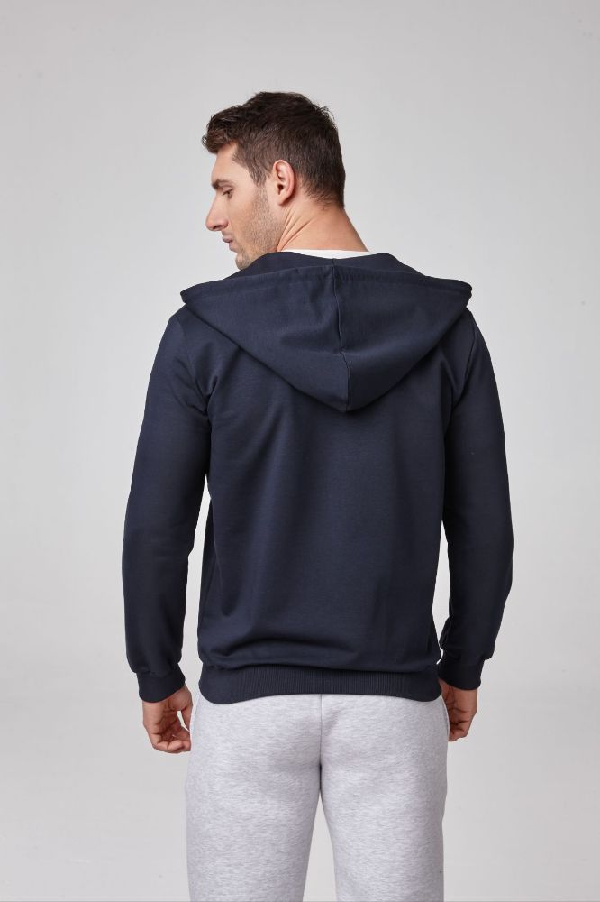 Erkek Kapşonlu Fermuarlı Sweatshirt  LACİVERT P1805LACİVERT resmi