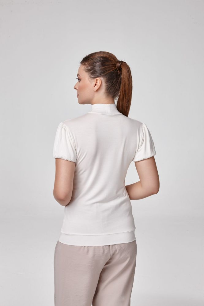 Kadın Karpuz Kol Balıkçı Body  Bluz Fit Kalıp  EKRU P2802EKRU resmi